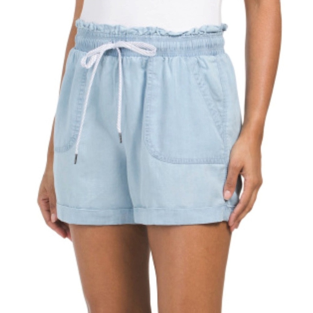 Zac & Rachel Womens High Rise Rolled Cuffs Paper‎ Bag Waist Denim Shorts Size L